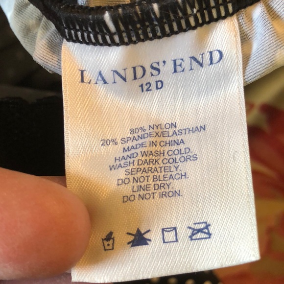 LANDS END size 12 D PolkaDot PolkaDot Tankini Bathing Swimsuit Top Retro BraCup - Picture 9 of 13